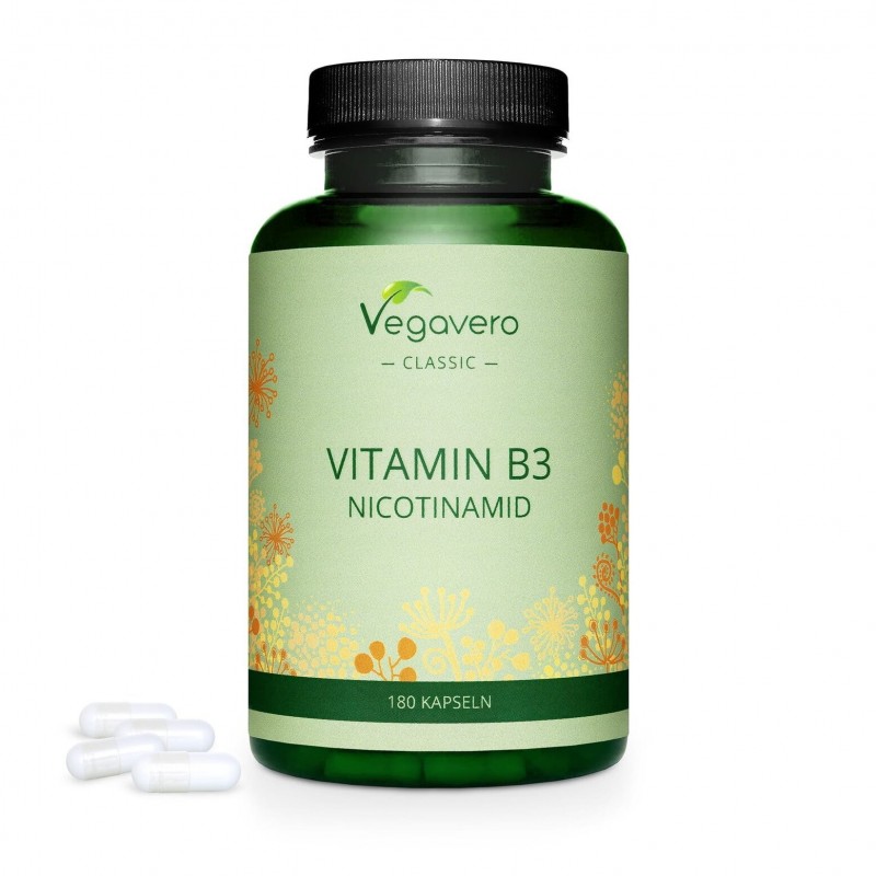 Supliment alimentar Nicotinamide (Vitamin B3) 500 mg, 180 Capsule, Vegavero DESPRE VITAMINA B3
Nicotinamida este o forma de vita