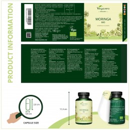 Supliment alimentar Organic Moringa Oleifera, 1000 mg, 180 Tablete, Vegavero Beneficii Moringa Oleifera- contine antioxidanti si