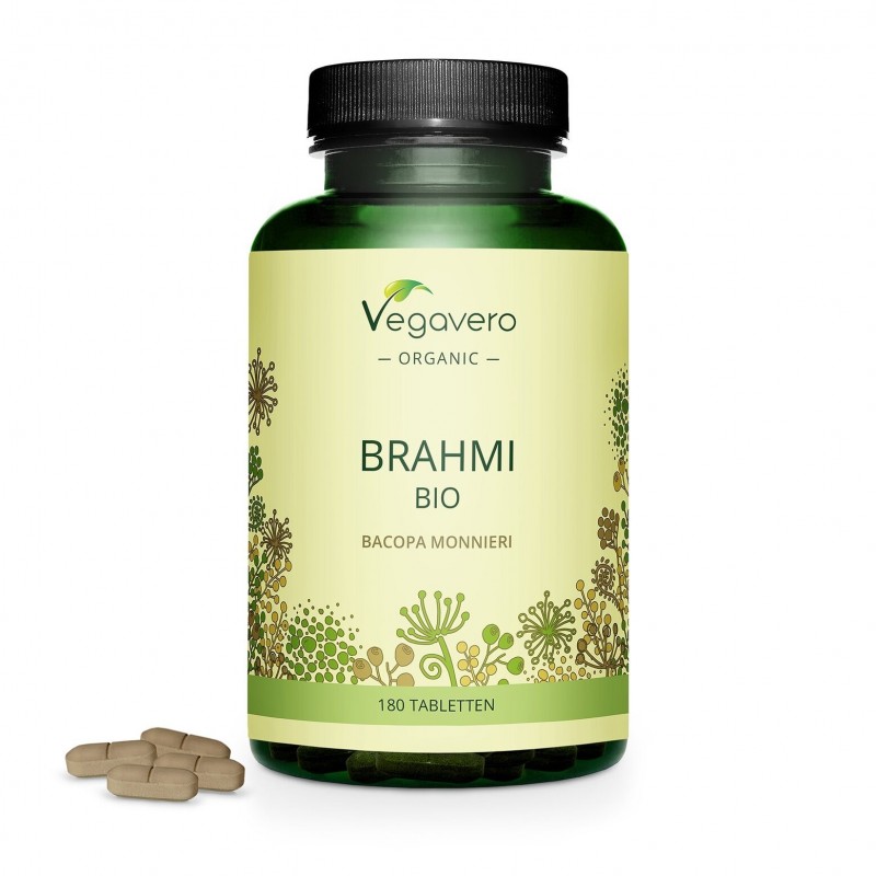 Supliment alimentar Organic Bacopa Monnieri Brahmi, 750mg, 180 Tablete, Vegavero Beneficii Bacopa Monnieri- contine antioxidanti