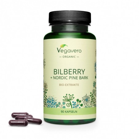 Organic Bilberry & Pine Bark, 90 Capsule (Extract de afine si extract de scoarta de pin nordic), Vegavero