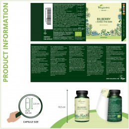 Supliment alimentar Organic Bilberry & Pine Bark, 90 Capsule (Extract de afine si extract de scoarta de pin nordic), Vegavero BE