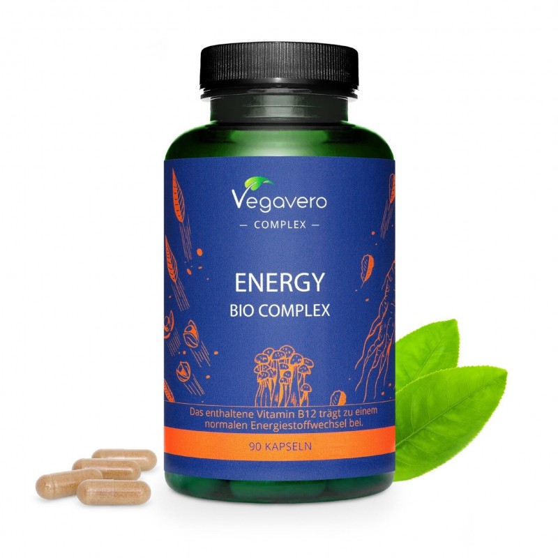 Supliment alimentar Organic Energy Complex, 90 Capsule (pentru energie), Vegavero BENEFICII- Vegan, Gust natural de fructe, Cu z