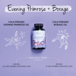 Supliment alimentar Evening Primrose Oil & Borage Seed Oil, 90 Capsule, Vegavero SUPLIMENT VEGAN ȘI ORGANIC DE ULEI DE PRIMROSE 