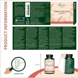 Supliment alimentar Female Balance Complex, 180 Capsule (dezvoltat pentru femei), Vegavero BENEFICII- Fierul, vitaminele B2, B6,